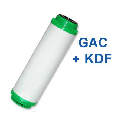 GAC aktívszén+KDF szűrőbetét 10"